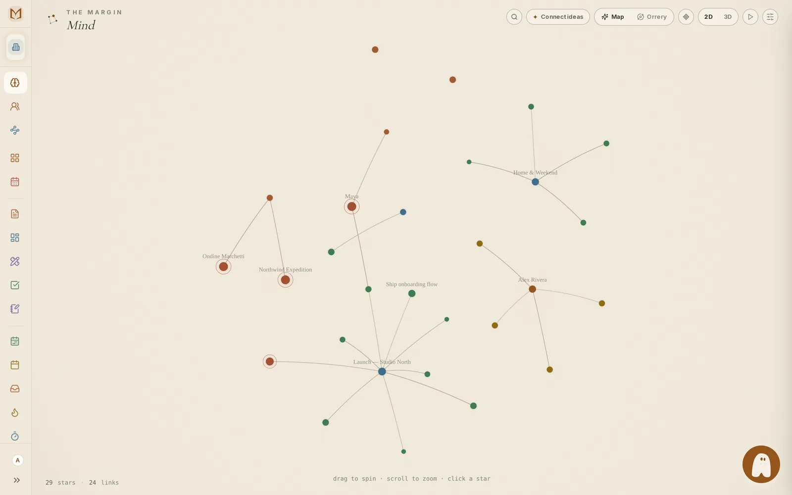 The Mind: people, projects and notes as one connected map